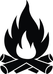 vector campfire with logs and flames on white 