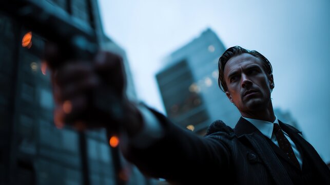 Mann im Anzug mit Waffe, Action, Movie