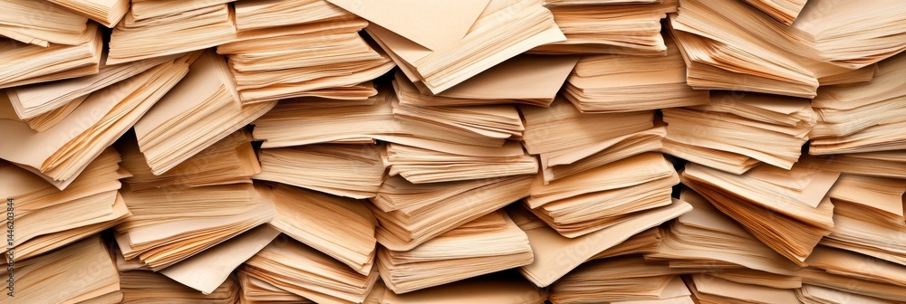 Poster efficient document stacking and organization - a large pile of papers, symbolizing organization, eff