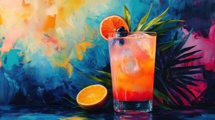 Vibrant cocktail with tropical fruit