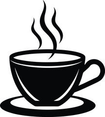 vector cup of tea with steam on white background .eps