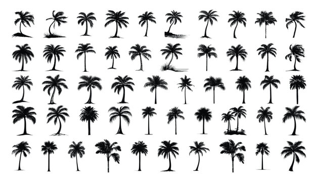 Set of collection tropical palm tree Isolated vector illustration editable