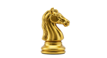 Golden Horse Chess Piece isolated on transparent background , Chess Piece PNG 