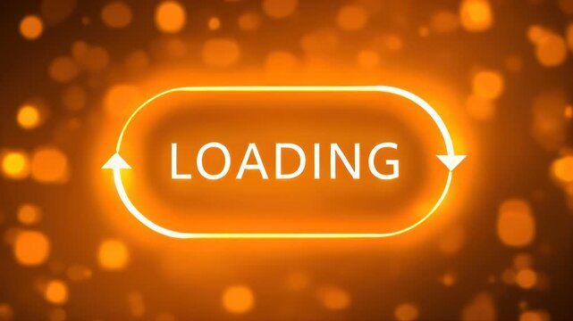 Yellow loading button with a blurry background