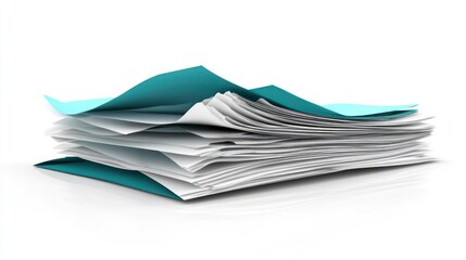 Stack of Papers with Teal Covers Organized Office Supplies for Business and Education