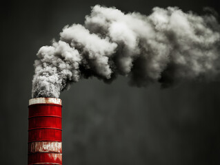Industrial chimney releasing black smoke into the atmosphere