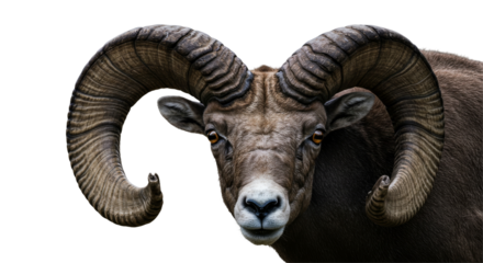 Markhor Goat Head isolated, Cutout 