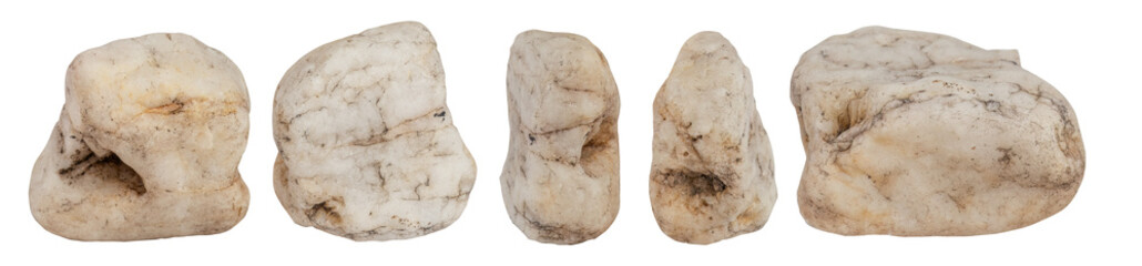 Macro – River stone collection  isolated on  transparent background, (high resolution)