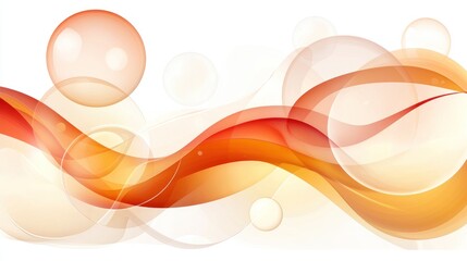 Abstract Orange Wave With Translucent Bubbles Design