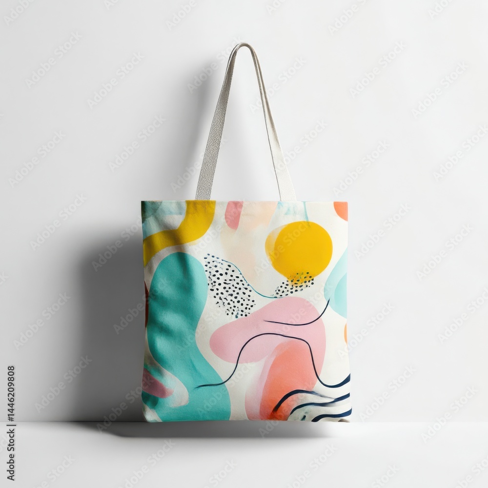 Poster tote bag with abstract pattern on white background