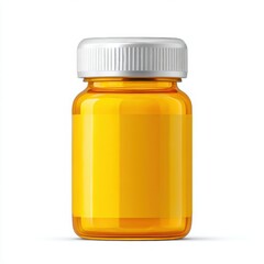 Yellow bottle with silver cap isolated on white background