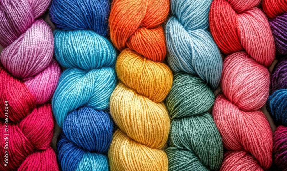 Poster colorful threads intertwining on a white background create patterns