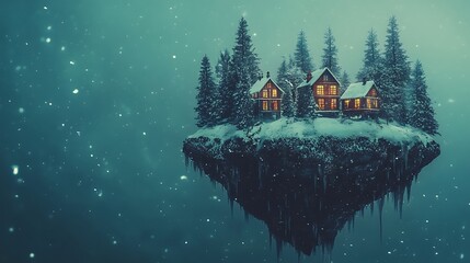 Fototapeta premium Floating village winter wonderland