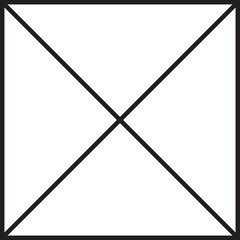 Square grid featuring two diagonal lines intersecting to form an 'X', dividing the area into four triangular sections.