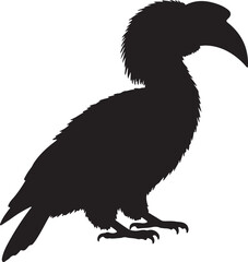 African Grey Hornbill Silhouette Vector Illustration
