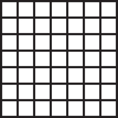 Symmetrical grid with seven uniform columns and rows arranged in square structure.