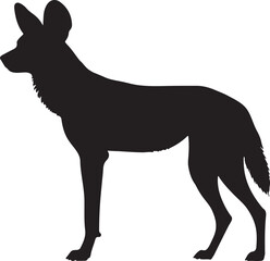Cape Hunting Dog Silhouette Vector Illustration