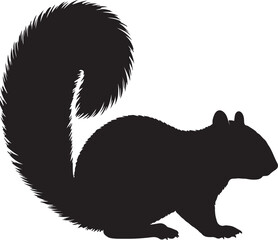 Eastern Gray Squirrel Silhouette Vector Illustration