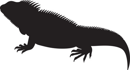 Fototapeta premium Fiji Crested Iguana Silhouette Vector Illustration