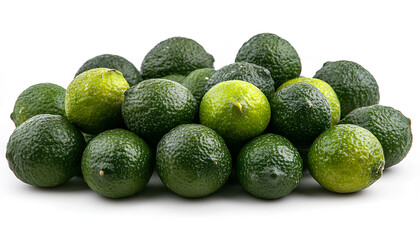 Fresh ripe green limes isolated on white