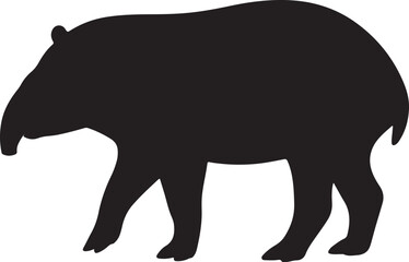 Malayan Tapir Silhouette Vector Illustration