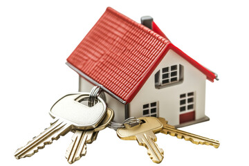New Home Keys Red Roof House Model Bright Image of Real Estate Ownership