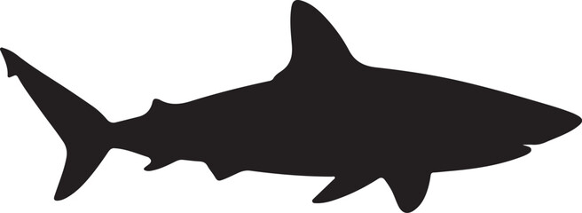 Oceanic Whitetip Shark Silhouette Vector Illustration