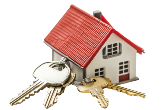 New Home Keys Red Roof House Model Bright Image of Real Estate Ownership