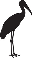 Painted Stork Silhouette Vector Illustration