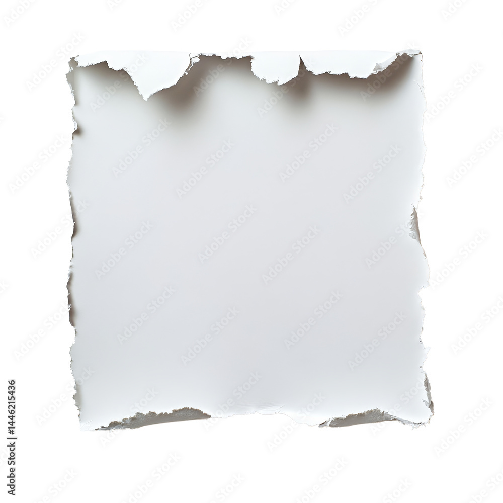 Poster torn transparent sheet paper on a plain background for creative design applications and artistic exp