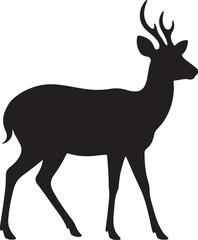 Fototapeta premium Sika Deer Silhouette Vector on White Background