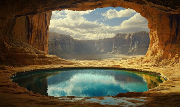 Oasis in Saharan Plateau Guelta Iherir