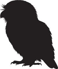 Tawny Frogmouth Bird Silhouette Vector on White Background