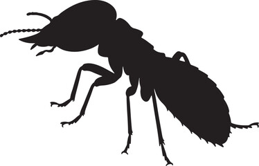 Termite Insect Silhouette Vector on White Background