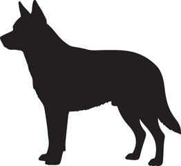 Texas Heeler Dog Silhouette Vector on White Background