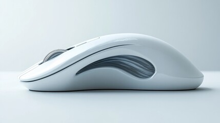 Sleek, white computer mouse