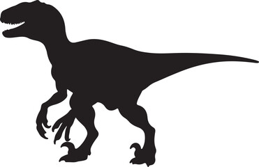 Velociraptor silhouette on white background