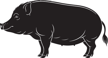 Vietnamese Pot-bellied Pig silhouette on white background