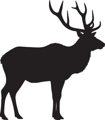 Wapiti silhouette on white background
