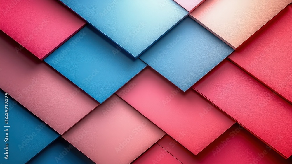 Poster elegant arrangement of pink and blue angular shapes create modern design