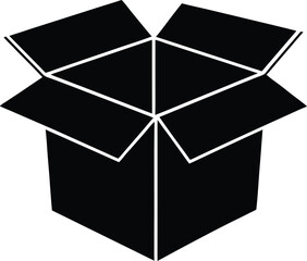 vector open cardboard box with flaps on white backgroud