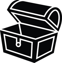 vector open treasure chest icon on white backgroud