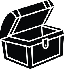vector open treasure chest icon on white backgroud