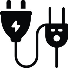 vector plug and electric socket icon on white backgroud