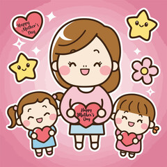 Mothers day cute vector. Mothers Day Stock Photos, High Images, Quotes, Wishes. Beautiful happy mother's day typography with decorative flowers and hearts versatile design for cards, posters, banners.