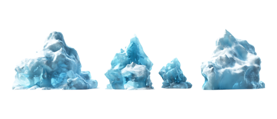 Pack of Glacier Against Transparent Background for Climate Design, Geography Projects, or Nature Visuals