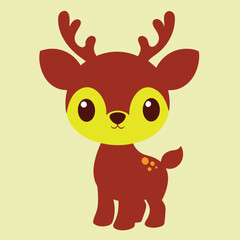 Cartoon deer cute baby reindeer big eyes smallant.9.eps