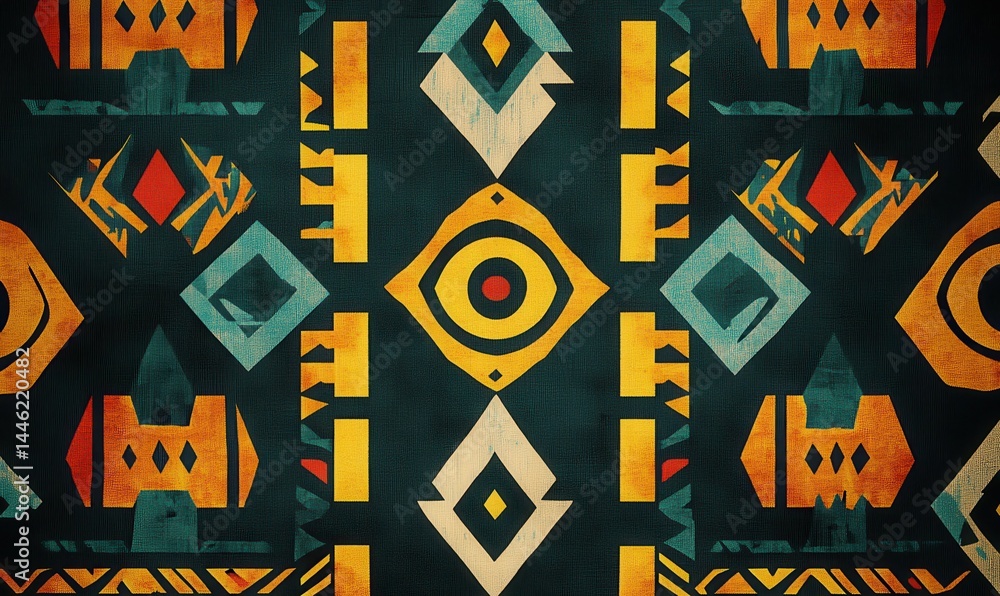 Aufkleber intricate geometric pattern with vibrant colors and abstract shapes.