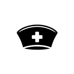 Obraz premium Nurse Cap Icon – Minimal Black Clipart Symbol for Medical, Hospital, and Healthcare Design