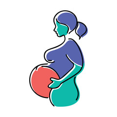 Minimalist Pregnant Woman Logo ,  Motherhood and Wellness Symbol.